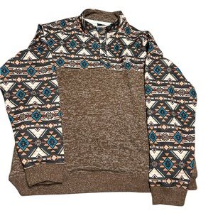 HOOEY MEN'S STEVIE BROWN AZTEC PRINT PULLOVER